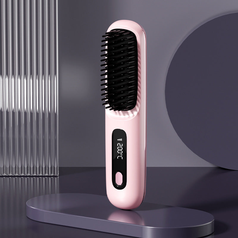 Velisse Beauty LCD Ceramic Hair Straightening Comb — Rechargeable Cordless Styling Tool
