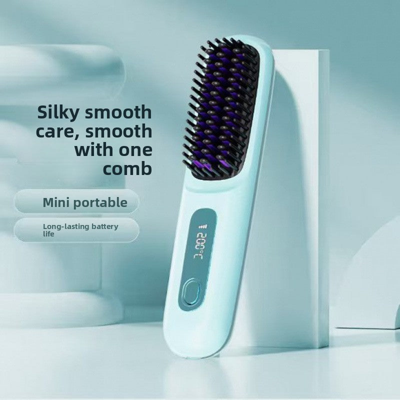 Velisse Beauty LCD Ceramic Hair Straightening Comb — Rechargeable Cordless Styling Tool