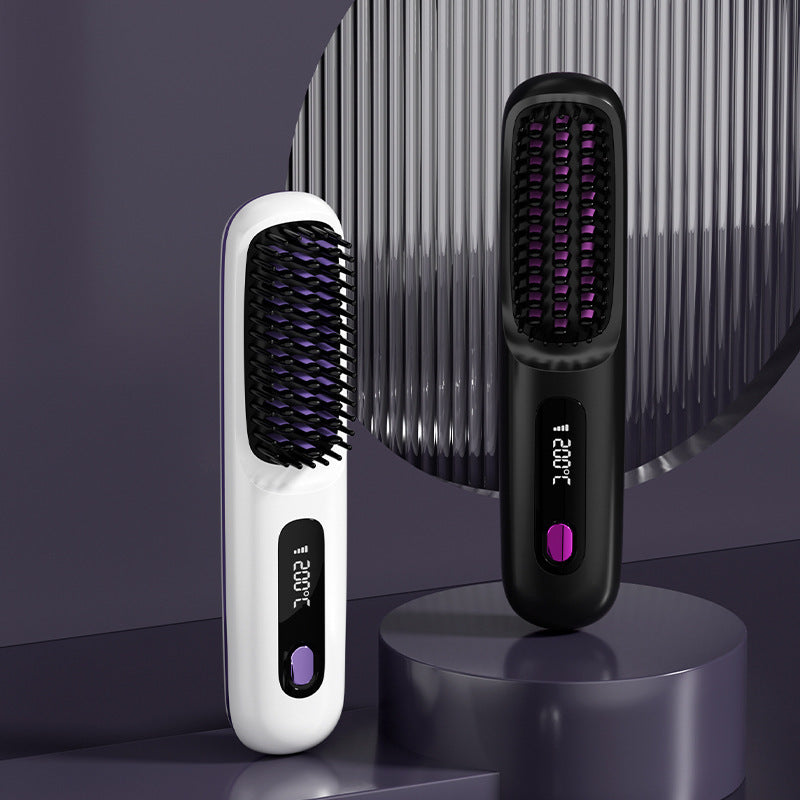 Velisse Beauty LCD Ceramic Hair Straightening Comb — Rechargeable Cordless Styling Tool
