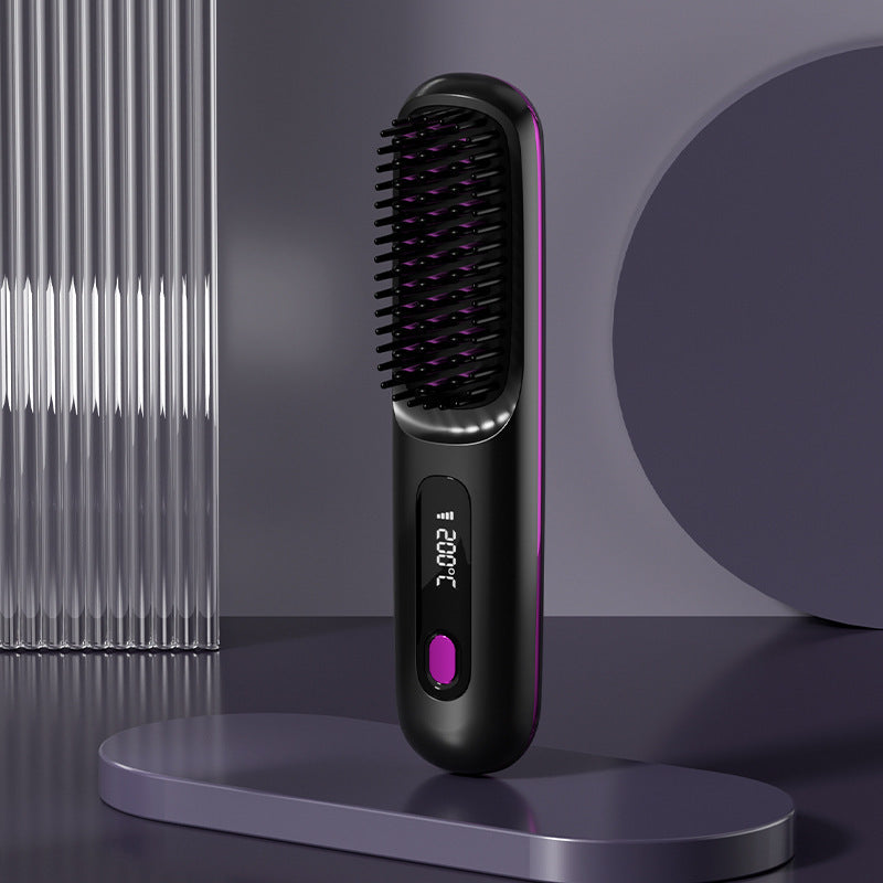 Velisse Beauty LCD Ceramic Hair Straightening Comb — Rechargeable Cordless Styling Tool