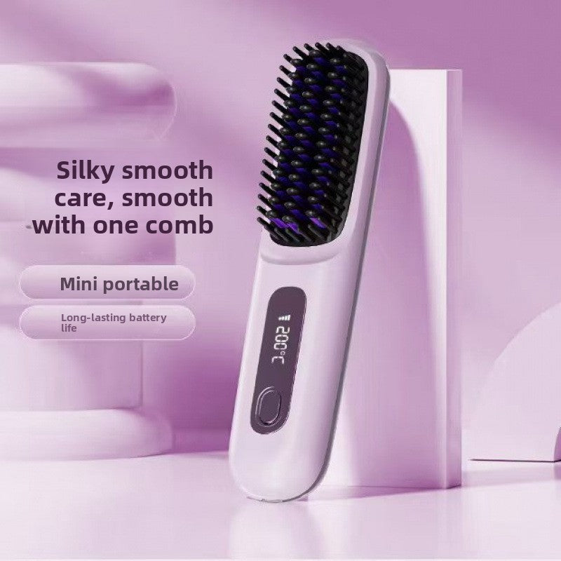 Velisse Beauty LCD Ceramic Hair Straightening Comb — Rechargeable Cordless Styling Tool