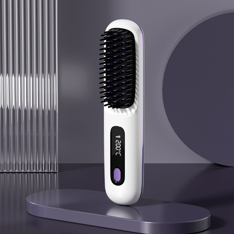 Velisse Beauty LCD Ceramic Hair Straightening Comb — Rechargeable Cordless Styling Tool