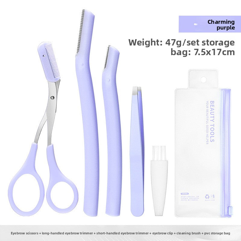 Velisse Beauty Precision Eyebrow Grooming Set — Stainless Steel Brow Sculpting Tools