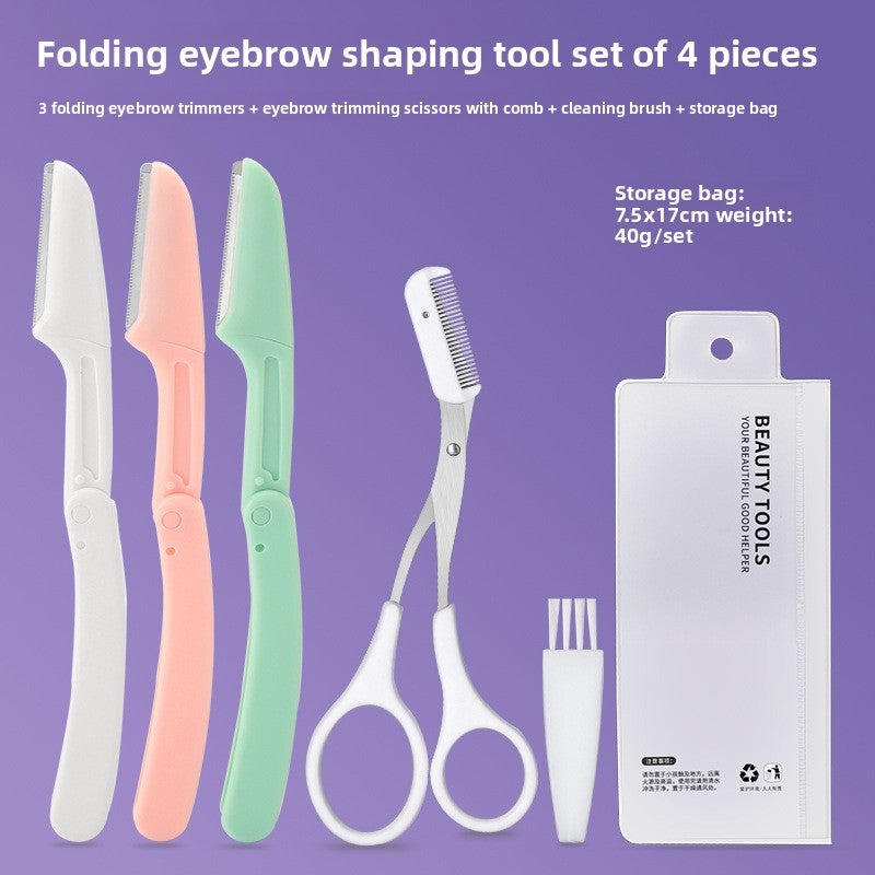 Velisse Beauty Precision Eyebrow Grooming Set — Stainless Steel Brow Sculpting Tools